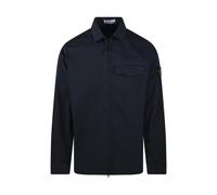 Stone Island - Surchemise Stretch en Satin de Coton - Homme - Vestes - Bleu - Taille: 2XL