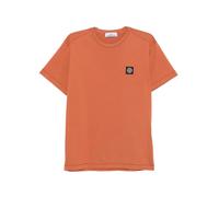 Stone Island - T-shirt à logo patch - Homme - Tops - Orange - Taille: M