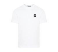 Stone Island, Homme, Tops, Blanc, Taille: XL T-shirt Blanc en Coton Style Classique