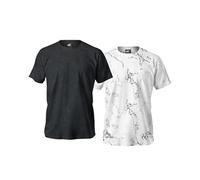 Stone K Licences Lot de 2 T-Shirts Homme Uni - 100% Cotton, Impression Haute Définition, Tailles M, Pigment Dye Noir et Blanc