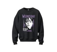 Stone Kids Black is My Happy Color Sweatshirt Femme Oversize Mercredi - Licence Officielle (FR/ES, Alpha/Lettres, M, Taille Normale, Taille Normale, Pigment Dye)