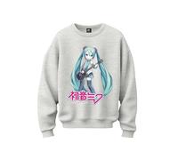 Stone Kids Sweatshirt Femme Hatsune Miku (FR/ES, Alpha/Lettres, S, Grande Taille, Taille Normale, Gris)