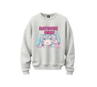 Stone Kids Sweatshirt Femme Hatsune Miku (FR/ES, Alpha/Lettres, XS, Taille Normale, Taille Normale, Gris)