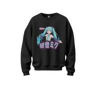 Stone Kids Sweatshirt Femme Hatsune Miku (FR/ES, Alpha/Lettres, XS, Taille Normale, Taille Normale, Noir)