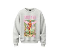 Stone Kids Sweatshirt Oversize Femme Nirvana Licence Officielle - Sweat Rock, Imprimé Iconique, Coton Confortable, Idée Cadeau Fan Grunge, S, Gris Clair