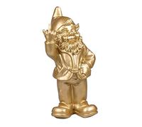 Stone-Lite - Statuette de Nain de Jardin Faisant Un Doigt d'honneur - Cadeau Amusant - doré - 20 cm