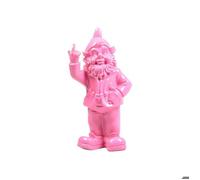 Stone-Lite - Statuette de nain de jardin faisant un doigt dhonneur - cadeau amusant - fuchsia - 30 cm