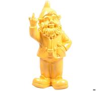 Stone-Lite - Statuette de nain de jardin faisant un doigt dhonneur - cadeau amusant - jaune - 30 cm