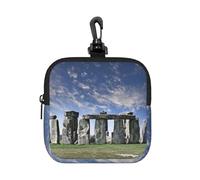 Stone Pochette carrée à fermeture éclair avec impression intégrale, tissu en caoutchouc imperméable, léger et durable, petit sac de rangement pour pièces de monnaie, cartes, clés