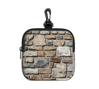 Stone Pochette carrée à fermeture éclair avec impression intégrale, tissu en caoutchouc imperméable, léger et durable, petit sac de rangement pour pièces de monnaie, cartes, clés