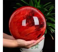 Stone Red Clear Quartz Crystal Ball Divination Decor(Size:5-6cm)
