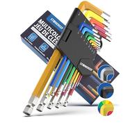 STONE REEF Jeu de 13 clés Allen avec tête sphérique - Jeu de 13 clés hexagonales multicolores 1,27-10 mm pour artisans