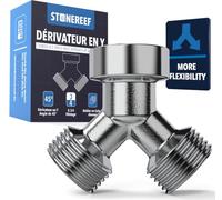 STONE REEF Raccord Y eau 3/4 pouce, répartiteur laiton chromé | Un répartiteur à deux sorties pour raccorder deux équipements à une arrivée d’eau compatible.