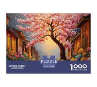 Stone Road Ancient Chinese Building 1000 Pcs Carton Extra-épais Lot de Puzzles Cherry Blossom Alley Stimulant Et Éducatif Jeu Familial Puzzles As Birthday Gifts 52x38cm/1000pcs