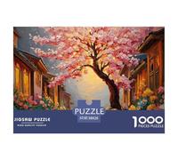 Stone Road Ancient Chinese Building 1000 Pcs Carton Premium Lot de Puzzles Cherry Blossom Alley Stimulant Et Éducatif Défi Unique Puzzles As Birthday Gifts 38x26cm/1000pcs