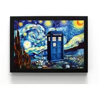 STONE ROSES Impression murale encadrée Doctor Who « Nuit étoilée » de Van Gogh Motif cabine de police Format A5