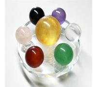 Stone Set of 7 Crystal Balls with Stand Made of Yellow Calcite Black Obsidian Rose Clear Quartz