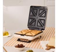 STONE STUDIO Appareil à croque-monsieur, grill et gaufrier – plaques interchangeables – Blanc cassé
