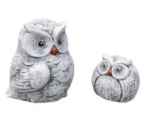 stoneandstyle Lot de 2 hiboux décoratifs en pierre - Figurines en pierre massive - Résistant au gel jusqu'à -30 °C