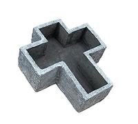 stoneandstyle Pot de fleurs en forme de croix funéraire en pierre artificielle résistant au gel et aux intempéries