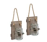 Stonebriar Applique Murale Rustique en Bocal en Bois avec Boucle de Suspension Blanc