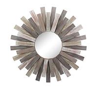 Stonebriar Grand Miroir Mural Rond en Bois à Suspendre avec Support de Suspension 79,5 cm