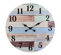 Stonebriar Horloge Murale en Bois, Bleu, 58,4 cm