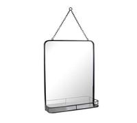 Stonebriar Miroir Mural avec chaîne de Suspension et étagère, métal, Noir, 51,8 x 40,9 cm