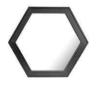 Stonebriar Miroir Mural Hexagonal décoratif de 61 cm avec Cadre en Bois Peint en Noir et Support de Suspension, 61 x 53,3 cm