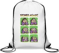 Stoned Again Sac de gym décontracté avec cordon de serrage Motif visage fondant Blanc