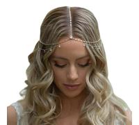 STONEFANS Chaîne de tête en strass pour mariée - Accessoire de cheveux pour femmes et filles - Argenté