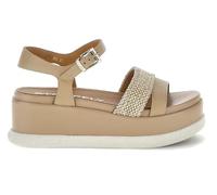 Stonefly Arianna 223737 Sandales compensées moyennes en cuir et raphia pour femme Marron clair, marron, 40 EU