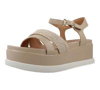 Stonefly Arianna 223737 Sandales compensées moyennes en cuir et raphia pour femme Marron clair, marron, 36 EU