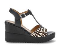 Stonefly ELY 24 223700 Sandales compensées hautes en cuir avec imprimé animal pour femme Noir, Noir , 37 EU