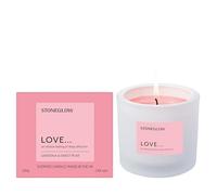 Stoneglow - Affirmations - Love - Gardenia & Sweet Pear - Bougie parfumée (79 x 89 mm) - Mélange de cire de noix de coco et de colza, bougie rose, 40 heures, orange piquant avec des notes de fleurs