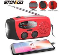STONEGO-Radio FM multifonctionnelle pour l'extérieur, générateur d'urgence à manivelle, lampe de table solaire, éclairage de charge de téléphone portable