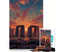 Stonehenge au Coucher du Soleil Puzzle Pixel Art 1000 pièces Cadeau pour Adultes Jeu de logique Fine Loisirs Doux Bords Nets Joli Cadeau 38x26cm
