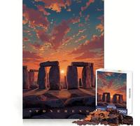 Stonehenge au Coucher du Soleil Puzzle Pixel Art pour Adultes de 1000 pièces Casse-tête et détente Image Amusante à Assembler Surprise chaleureuse 50x75cm