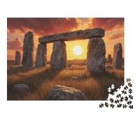 Stonehenge Coucher de Soleil Puzzle pour Adultes Puzzle 1000 Pièces Papier Jeu de Famille Cadeau Décoratif 52x38cm/1000pcs