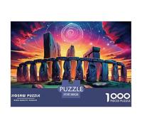 Stonehenge Coucher du Soleil Puzzle 1000 Pièces Papier pour Adultes Paysage Puzzle en Famille 38x26cm/1000pcs