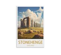 Stonehenge - Poster de voyage vintage Angleterre - 30 x 45 cm - Poster sur toile pour décoration d'intérieur, salle de bain, chambre à coucher, bureau, salon