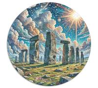 Stonehenge, Royaume-Uni 1000 Pièces Jigsaw Puzzles Puzzle Circulaire pour Adultes Et Enfants Décompression Jeu D'Intelligence De l'art De La DécoRat ION Moderne 1000pcs (67.5x67.5cm)
