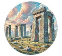 Stonehenge, Royaume-Uni 1000 Pièces Jigsaw Puzzles Puzzle Rond pour Adultes Et Enfants Encastrement Parfait Jeu D'Intelligence De l'art De La DécoRat ION Moderne 1000pcs (67.5x67.5cm)