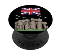Stonehenge Souvenir mystérieux Monument préhistorique Drapeau du Royaume-Uni PopSockets PopGrip Adhésif