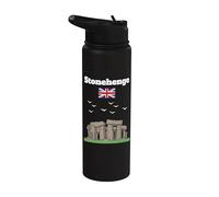 Stonehenge souvenir mystérieux monument préhistorique drapeau du Royaume-Uni Stainless Steel Insulated Water Bottle