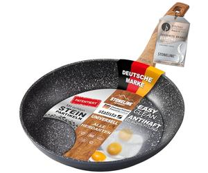 STONELINE Back to Nature Poêle à Frire 28 cm, Made in Germany, adaptée à l'Induction, Revêtement Antiadhésif avec de vraies particules de pierre, Cuire sans Huile ni Graisse