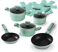 STONELINE® batterie de cuisine 11 pièces 18/20/24 Mint | avec couvercles
