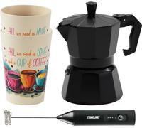 STONELINE® cafetière espresso 170 ml set 4 pièces | Noir