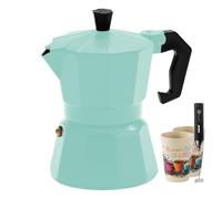 STONELINE Cafetière Moka Induction 170 ml, 4 Tasses, Cafetière Italienne en Fonte d‘Aluminium, Tous Feux dont Induction, Machine Espresso Café Expresso Set avec Gobelets & Mousseur à Lait, Menthe