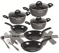 STONELINE® CERAMIC batterie de cuisine en céramique 14 pièces | avec couvercles - noir